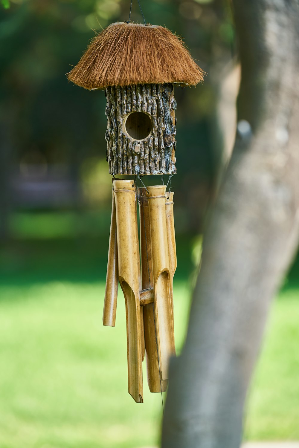 brown wooden wind chime during daytime