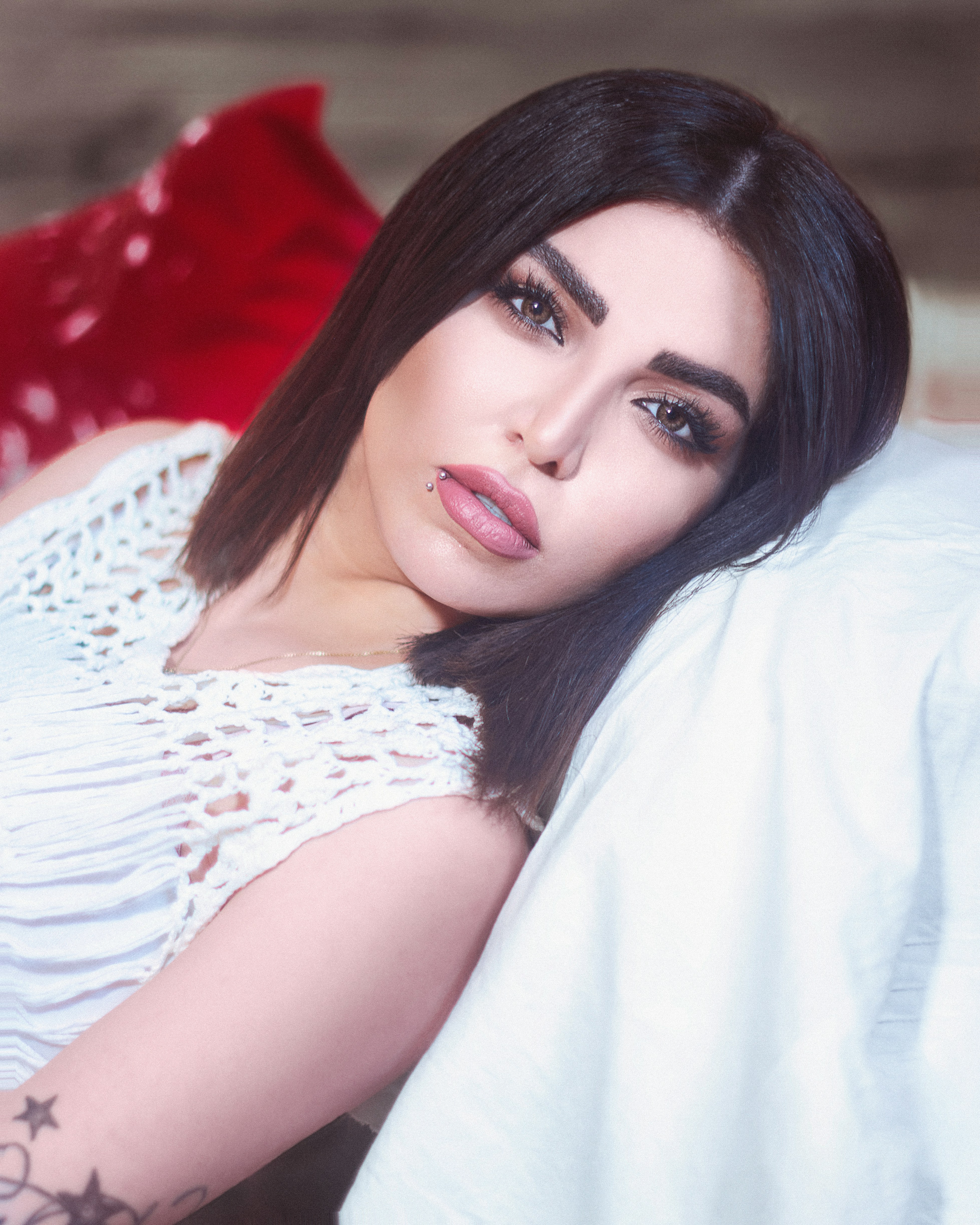 a woman with a keratin treatment