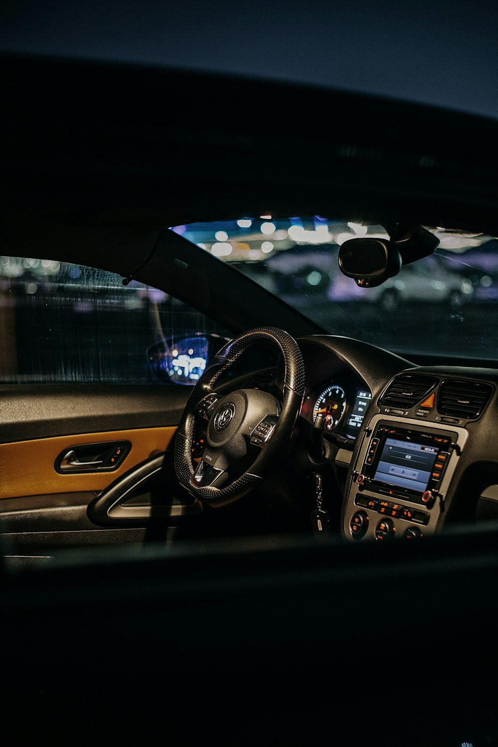 black and brown car interior