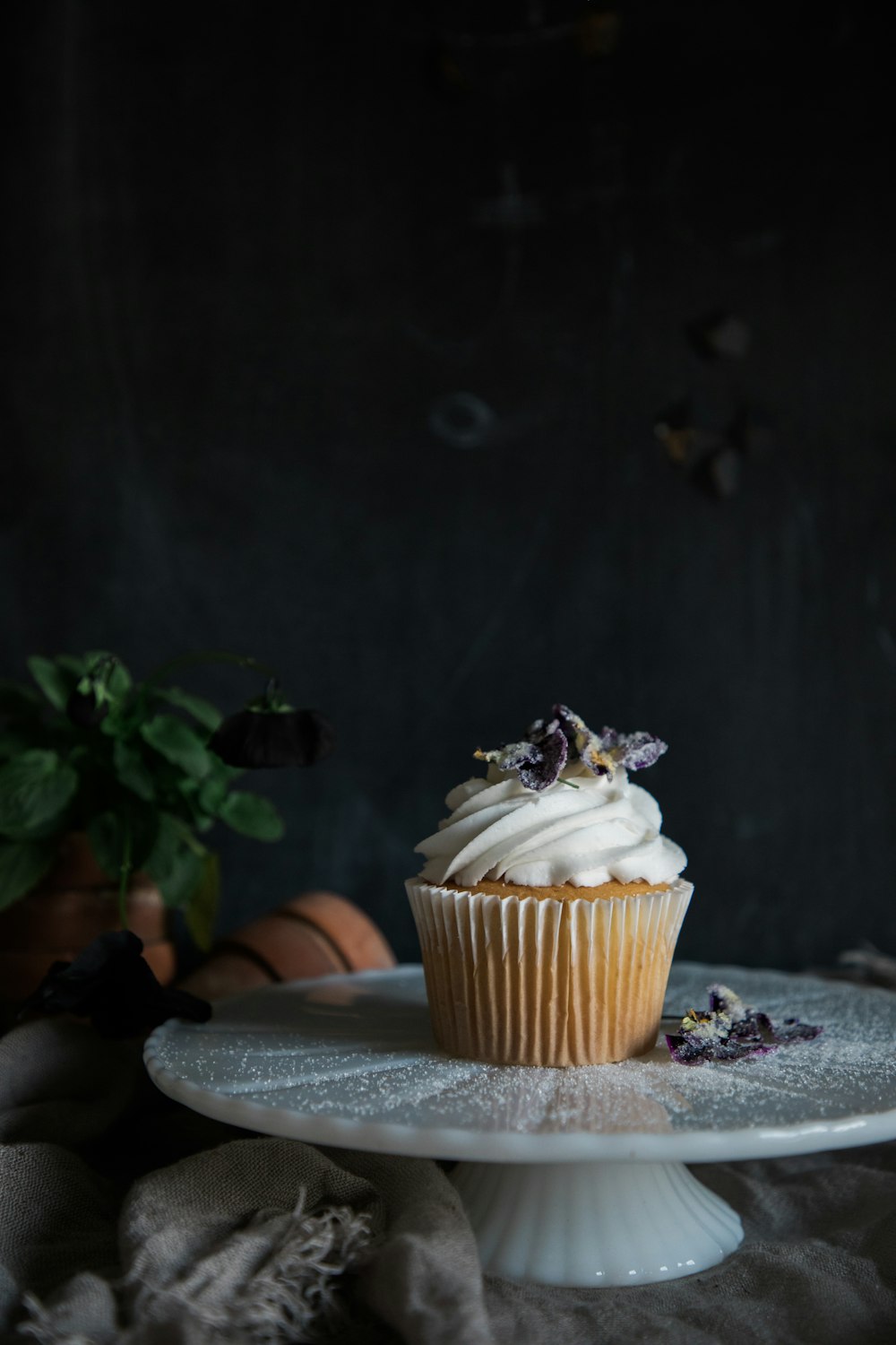 cupcake with white icing on top