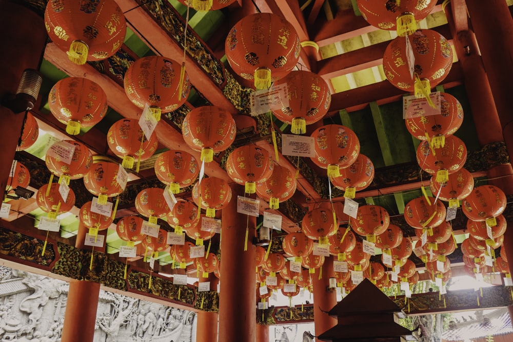 red and yellow chinese lanterns