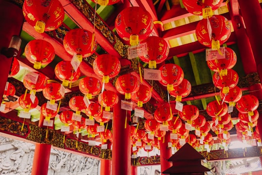 red and yellow chinese lanterns in Sam Poo Kong Indonesia