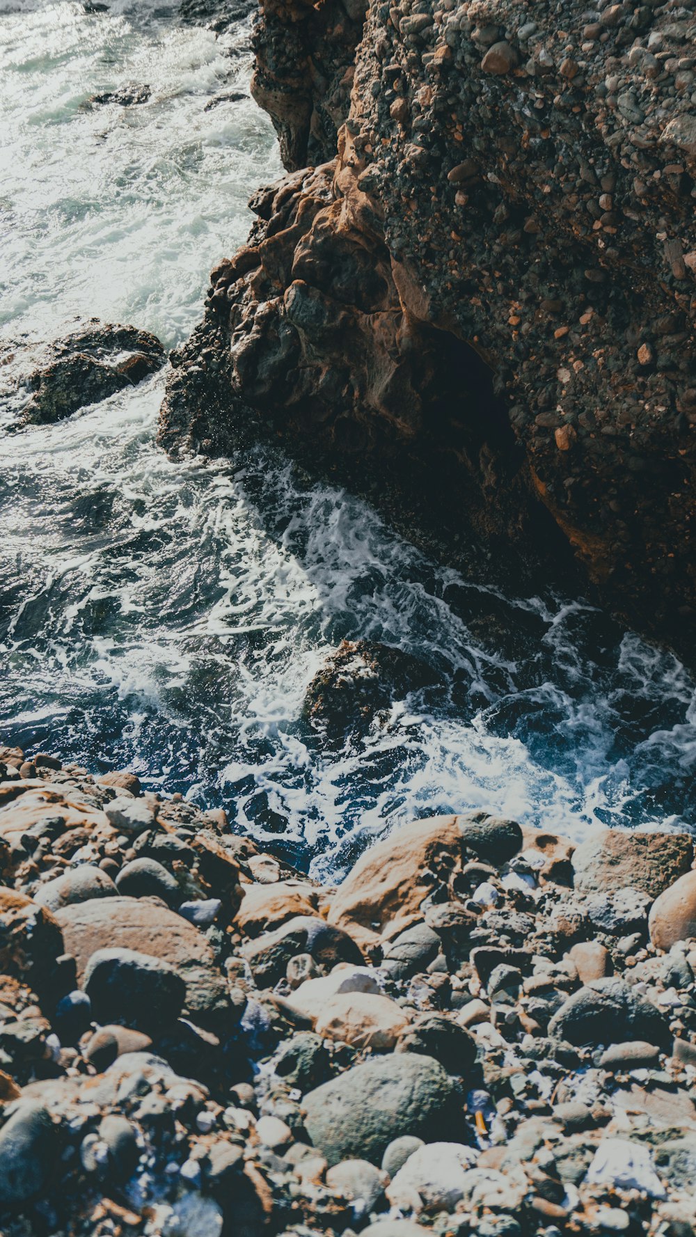 rocky shore with water waves