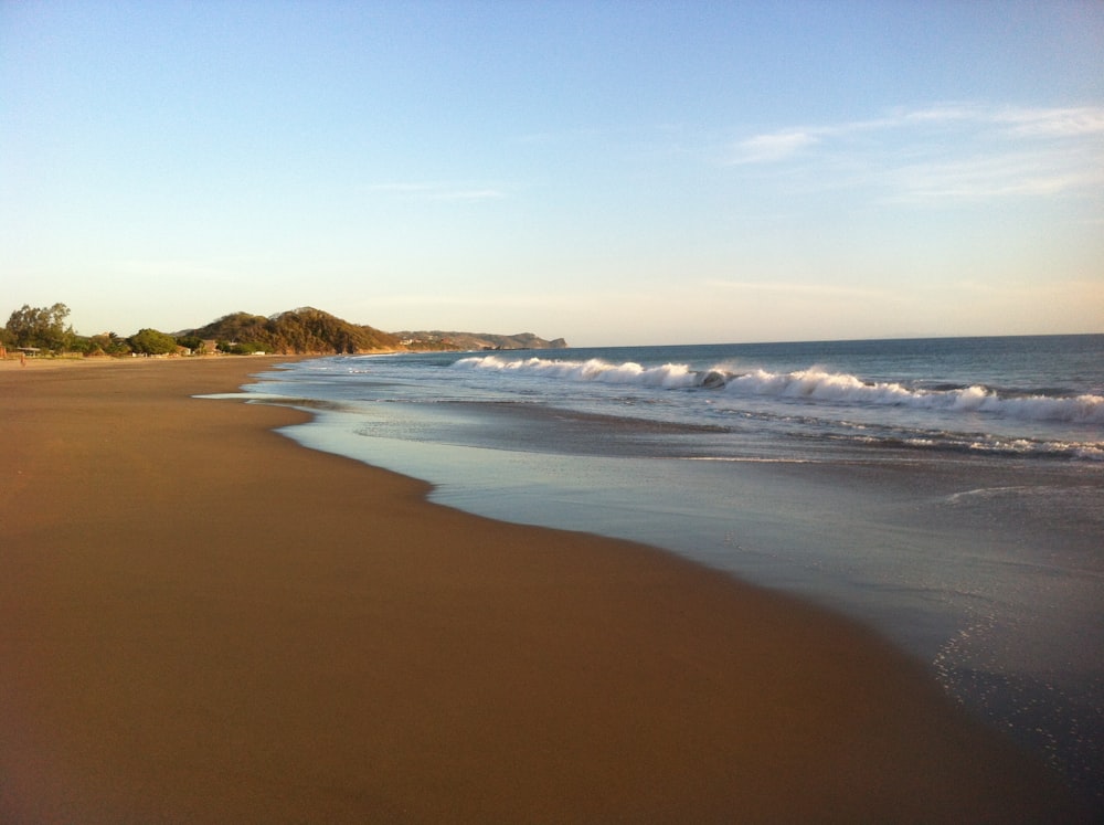 Les vagues de la mer s’écrasent sur le rivage pendant la journée