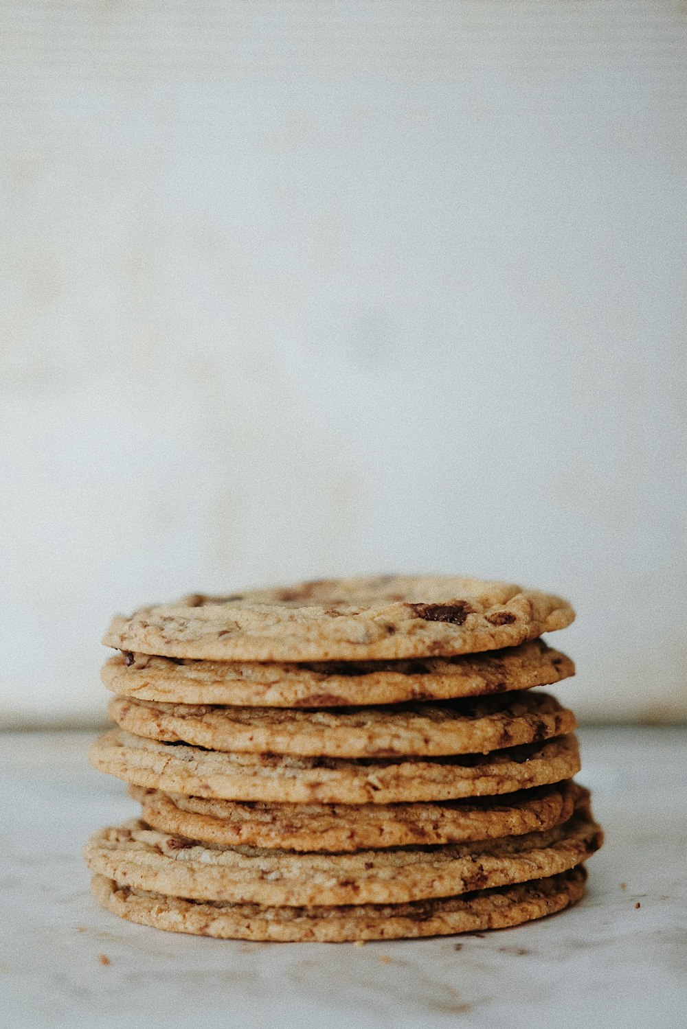 stack of cookies on white table