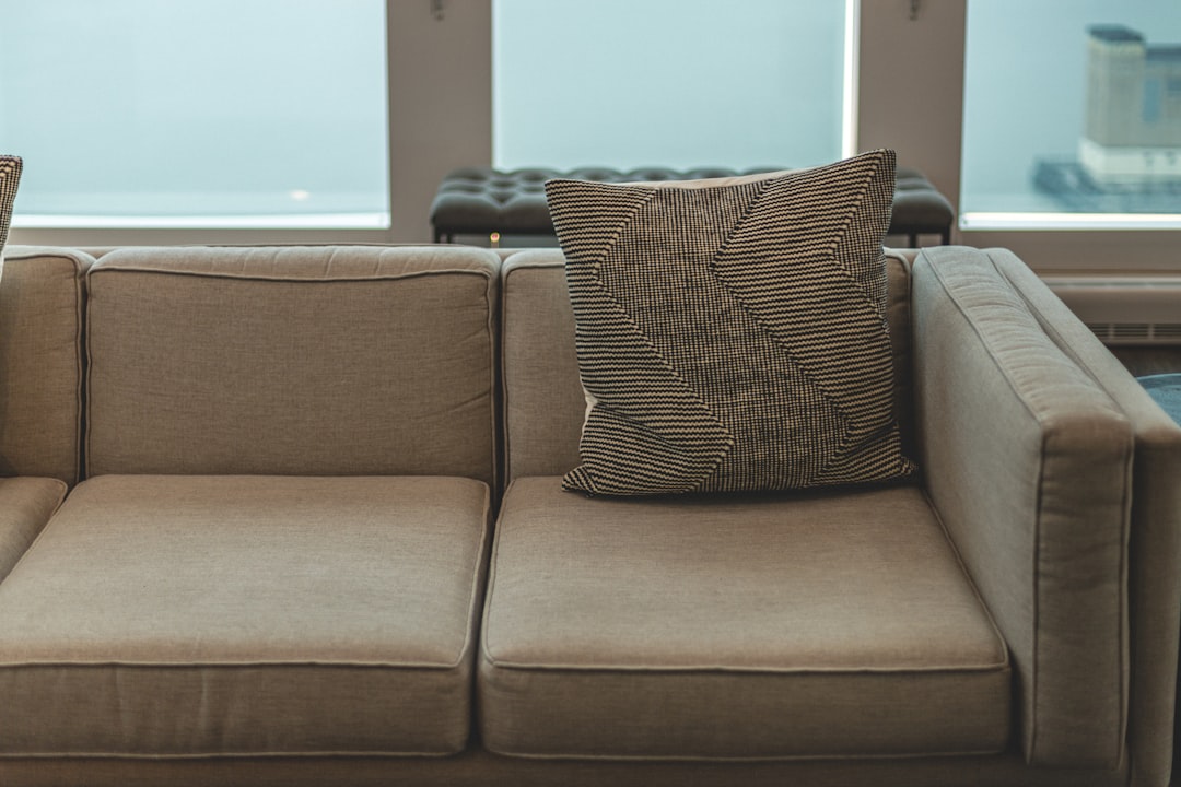 brown and black throw pillow on brown sofa