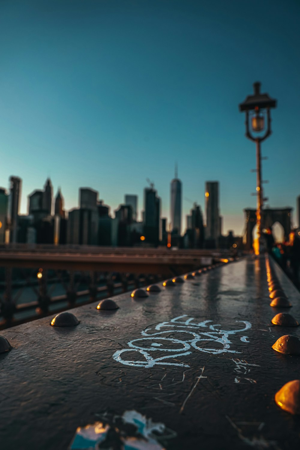 city skyline during night time