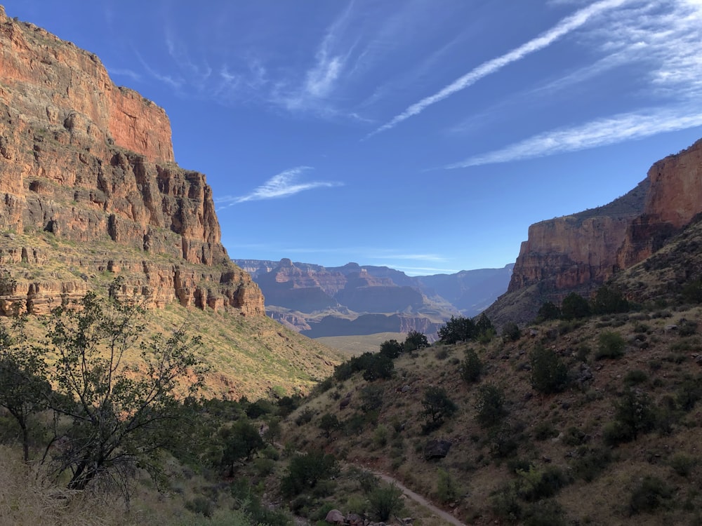 green trees and brown rocky mountains under blue sky during daytime