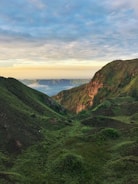 Lush green hills and apple orchards of Shimla bathed in morning light