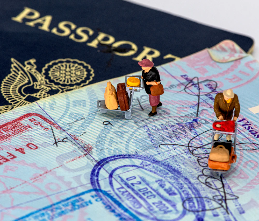 Passport with visa stamps