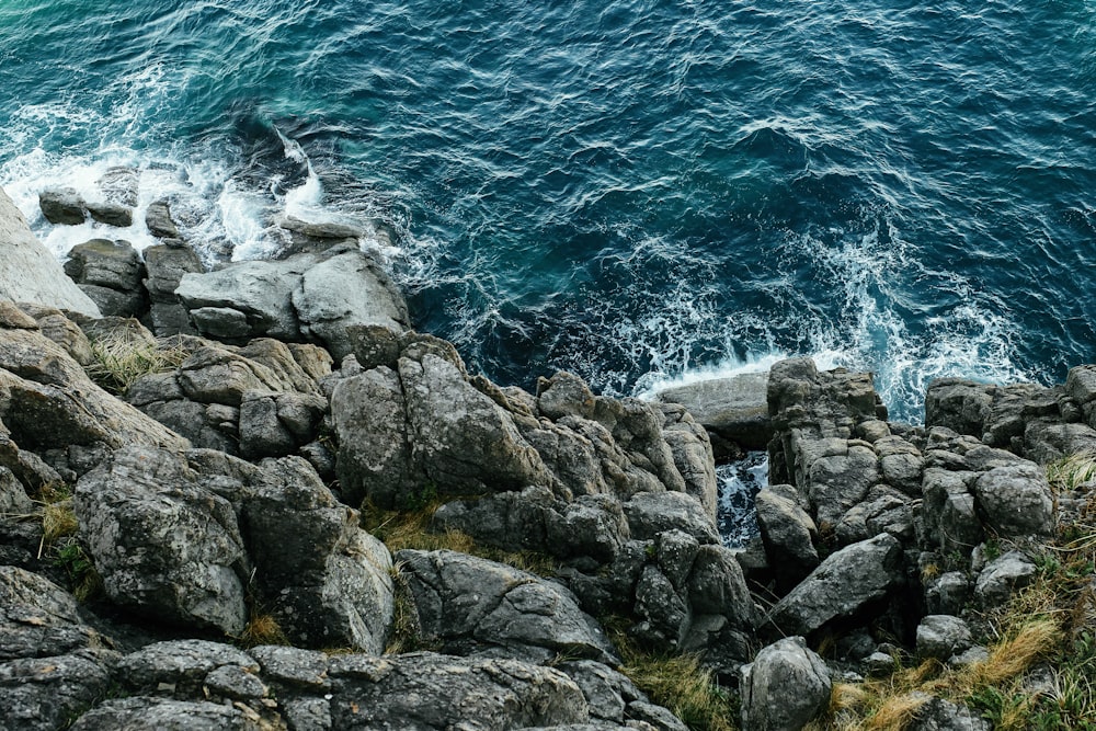 rocky shore with water waves