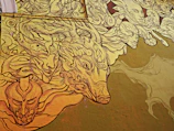 Intricate line work forming a mysterious, elegant figure on a neutral canvas.