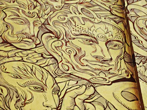 Intricate line art forming a gentle face with expressive eyes symbolizing introverted strength.