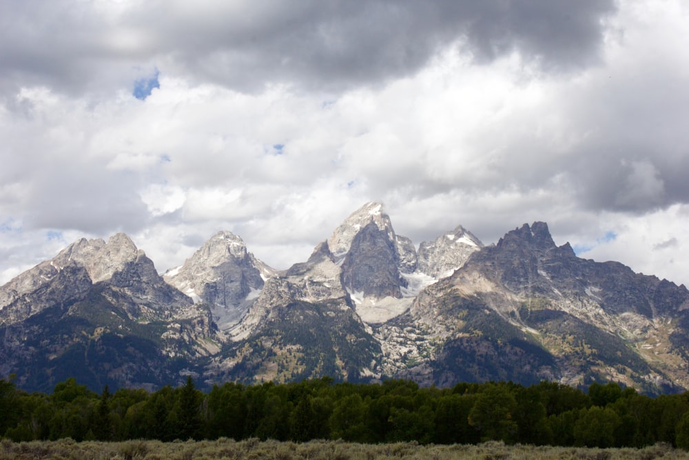 green trees near snow covered mountain under white clouds during daytime