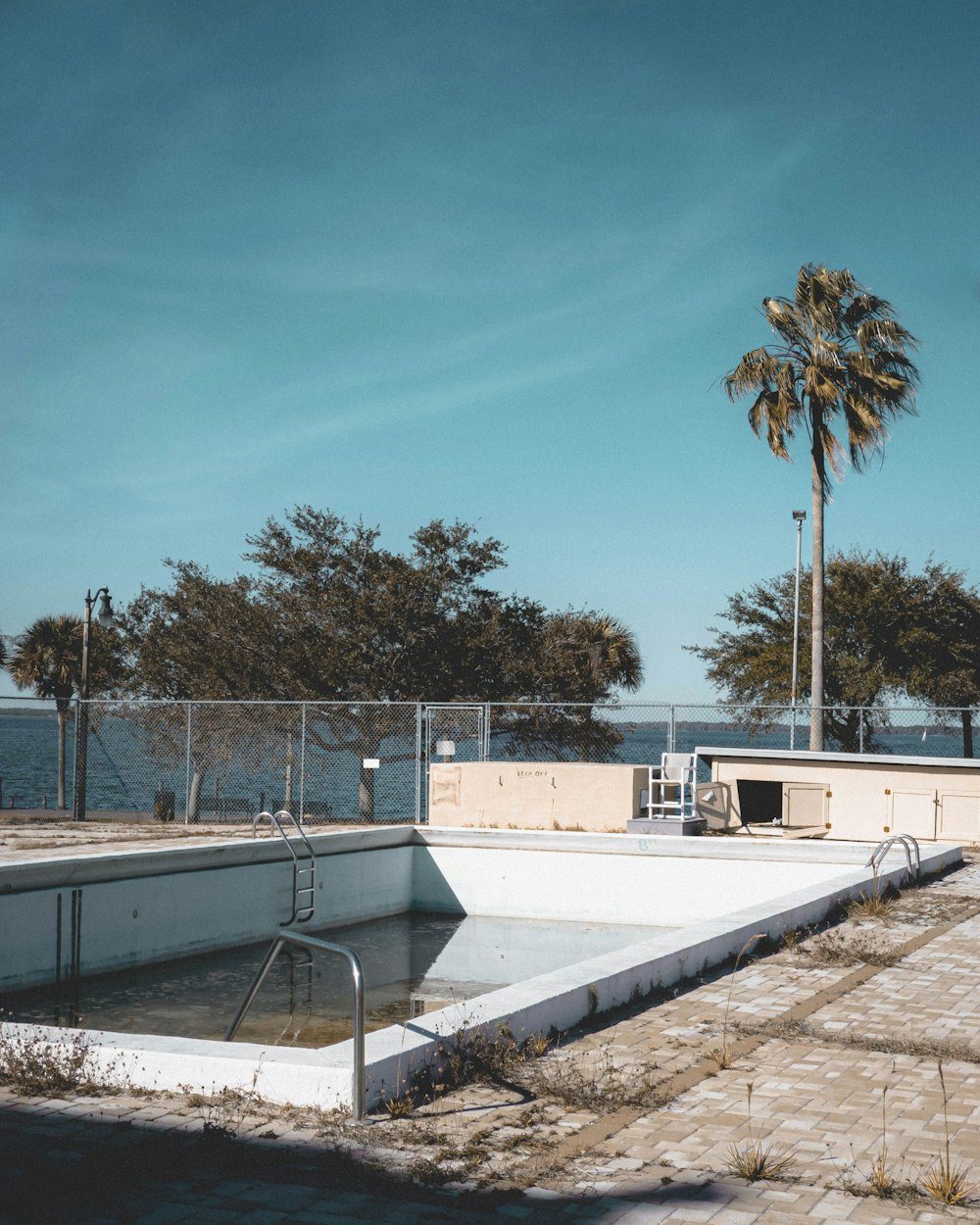 white concrete building near green palm trees under blue sky during daytime