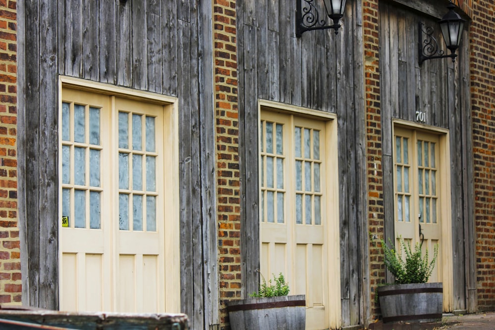 brown wooden framed glass window