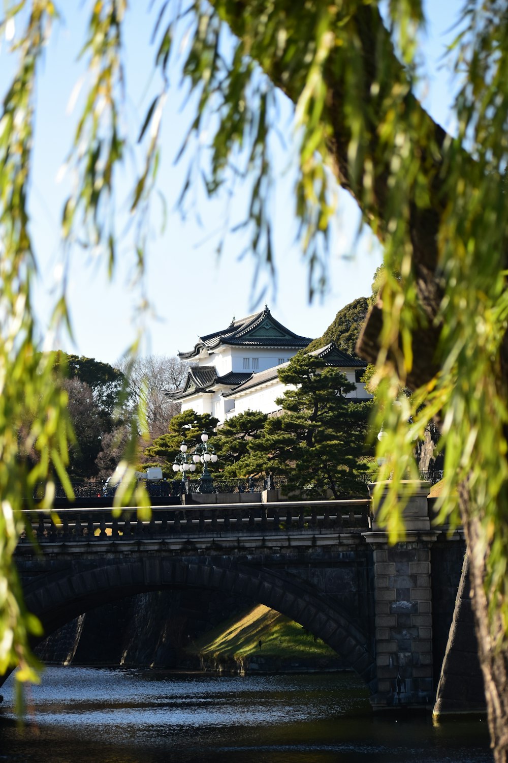 brown wooden bridge across white and black house during daytime