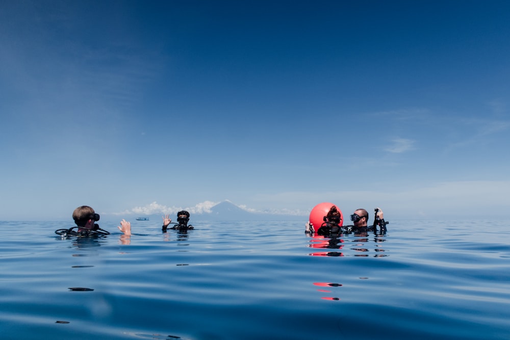 people swimming on sea during daytime