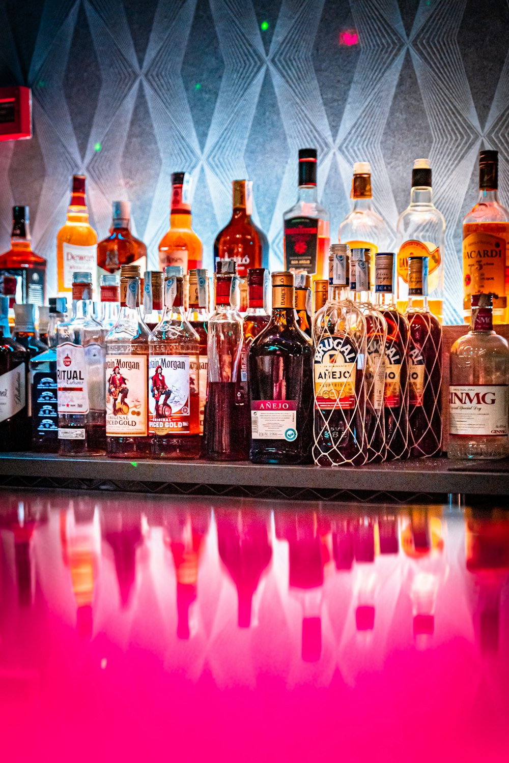 assorted glass bottles on shelf