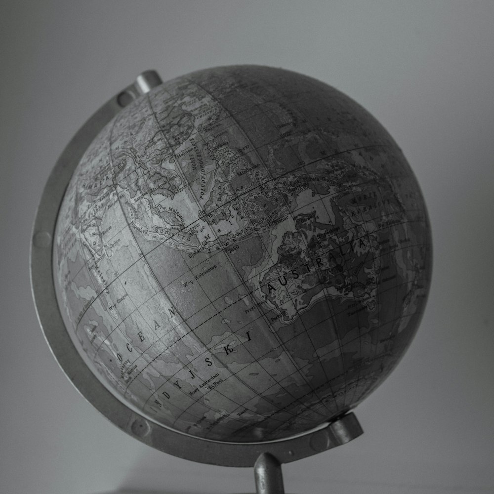 black and white globe illustration