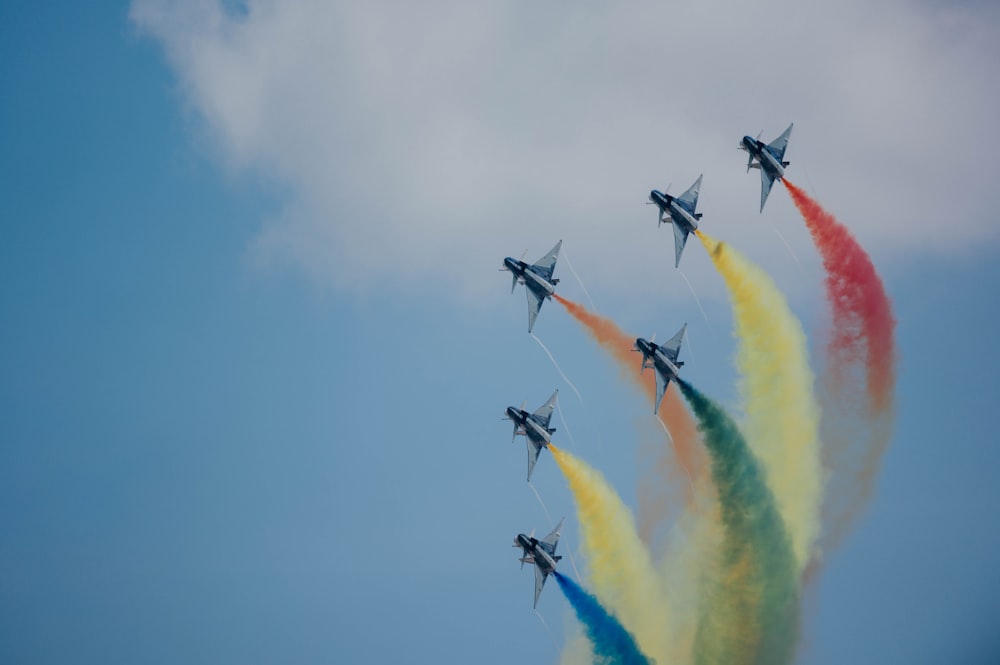 four fighter planes in mid air