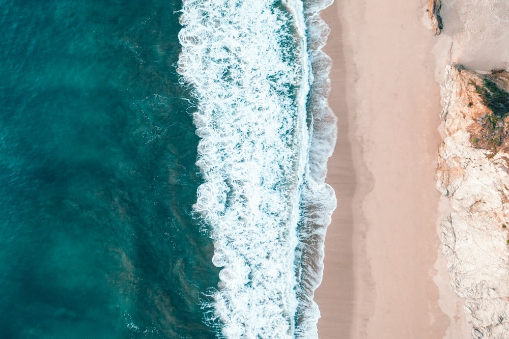 aerial view of ocean waves