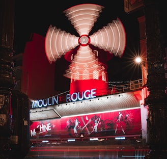 red and white ferris wheel during night time