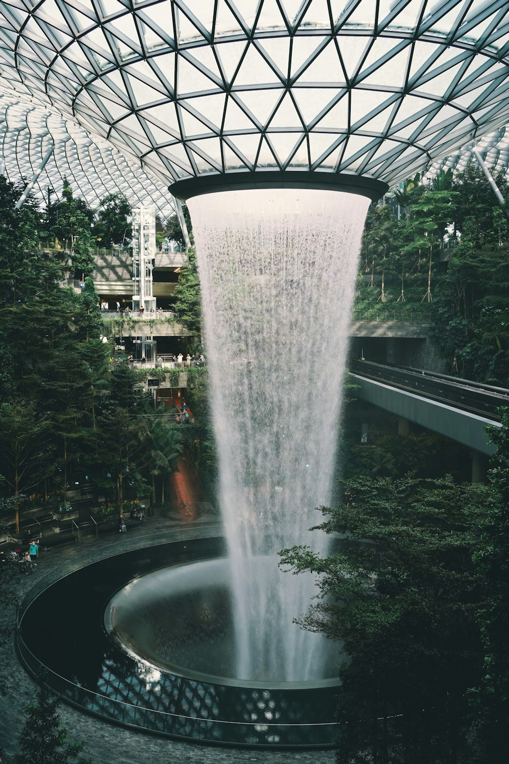 water fountain in the middle of the garden