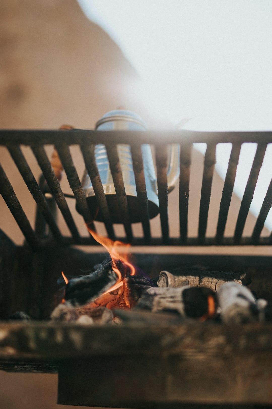 fire on fire near brown wooden chair