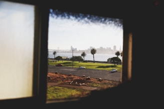 A scenic view of Tampa Bay with a mobile notary van parked nearby, ready to serve.