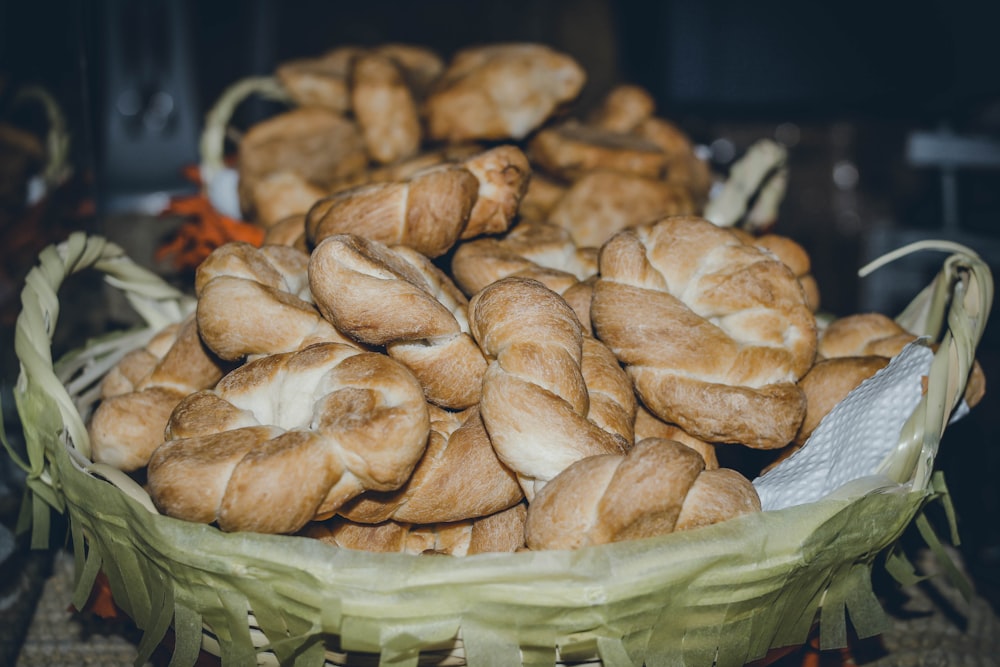 brown bread on brown woven basket