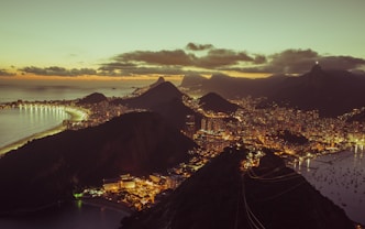 city lights turned on during night time