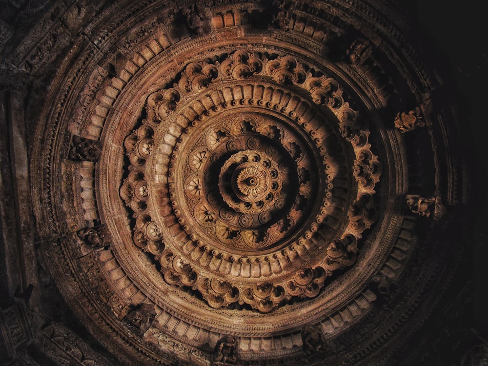 brown and black round decor