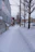 A commercial property with clear walkways after snow removal, showing clean and safe access.