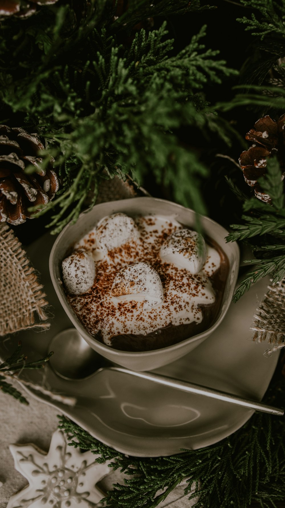 white and brown cake on white ceramic plate