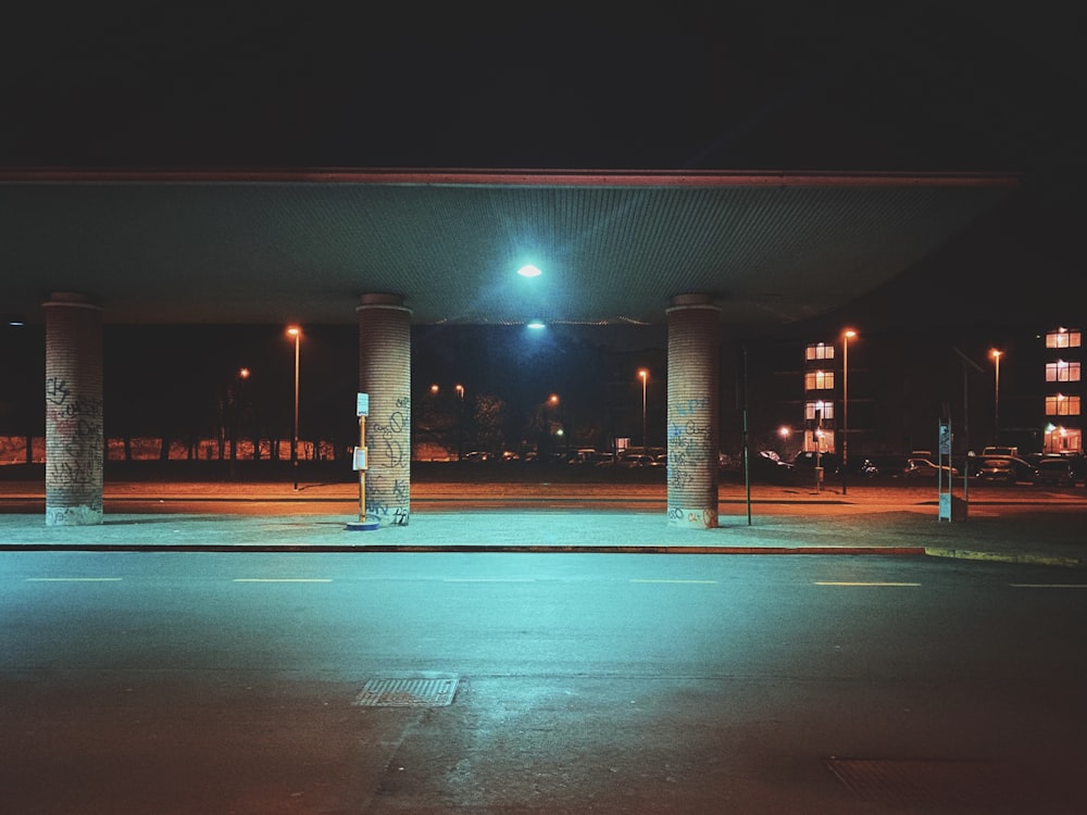 lighted street lights during night time