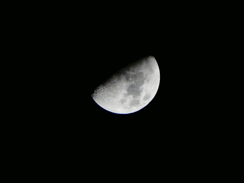 half moon in dark night sky