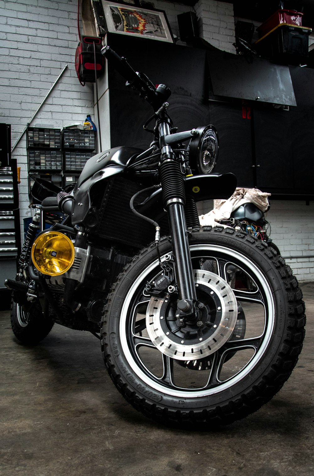 black and silver cruiser motorcycle