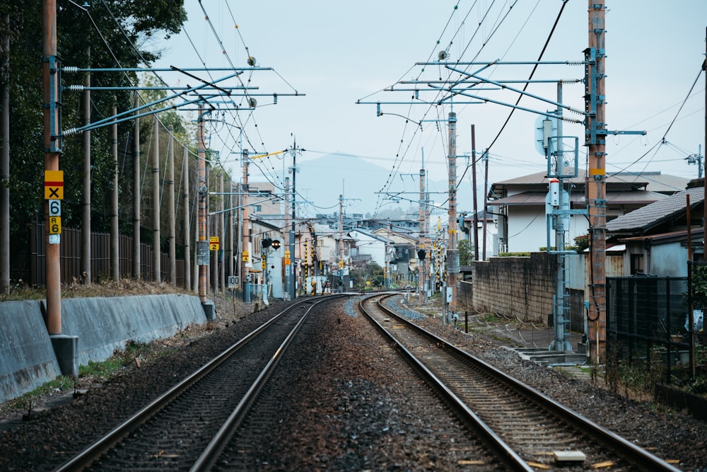 train rail tracks near train tracks