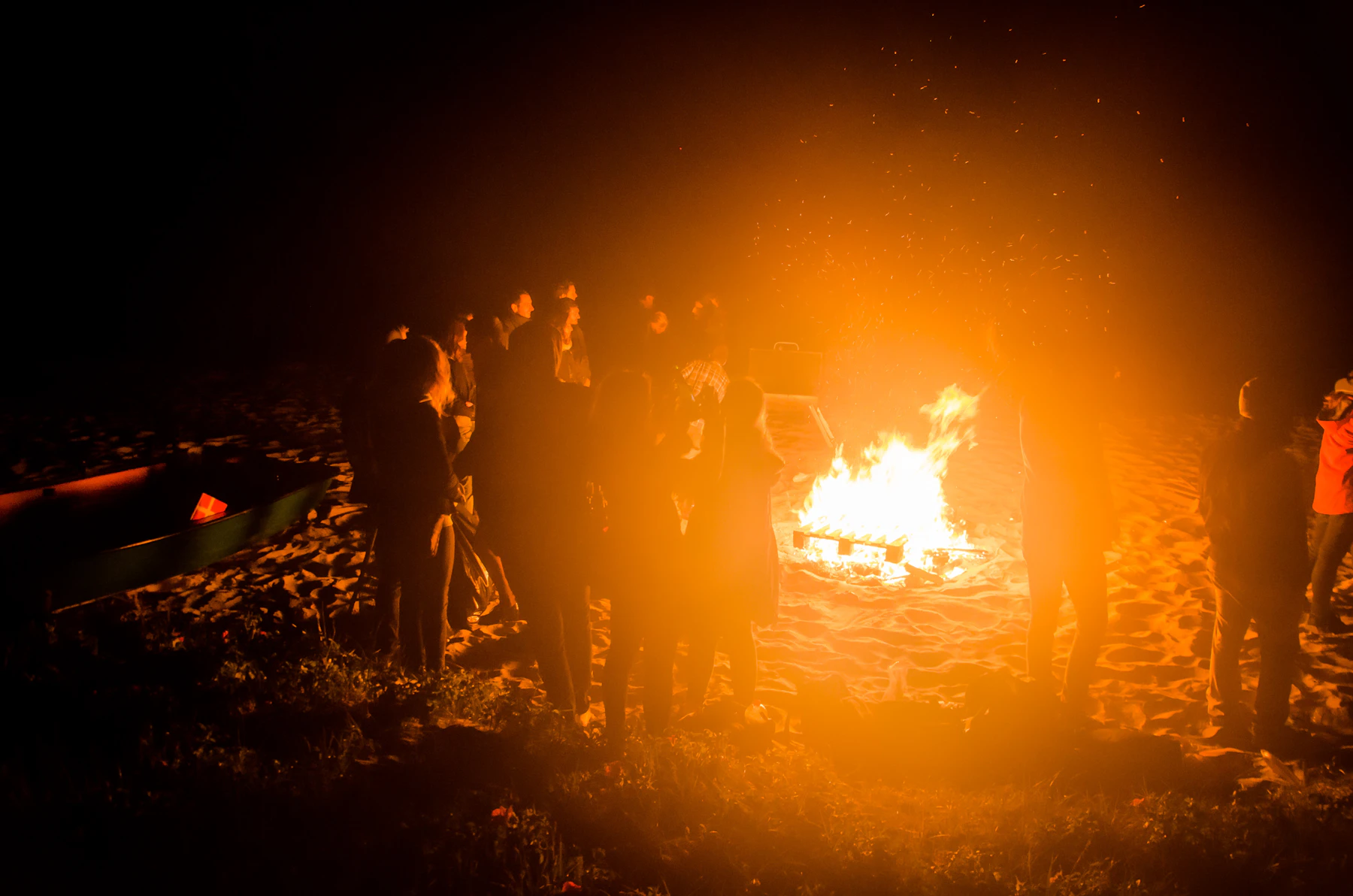 Bonfire on a Danish beach at dusk