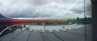A panoramic view of a completed roofing project.