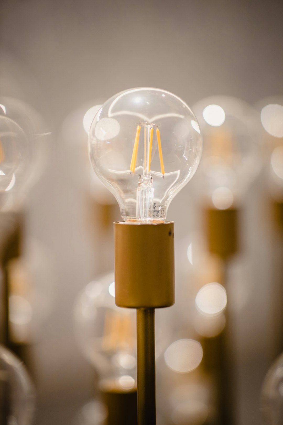 clear glass light bulb in tilt shift lens