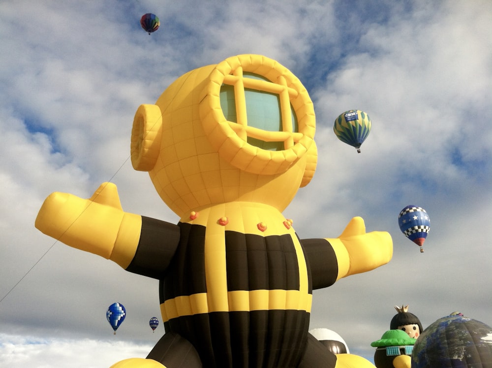 yellow and black hot air balloon