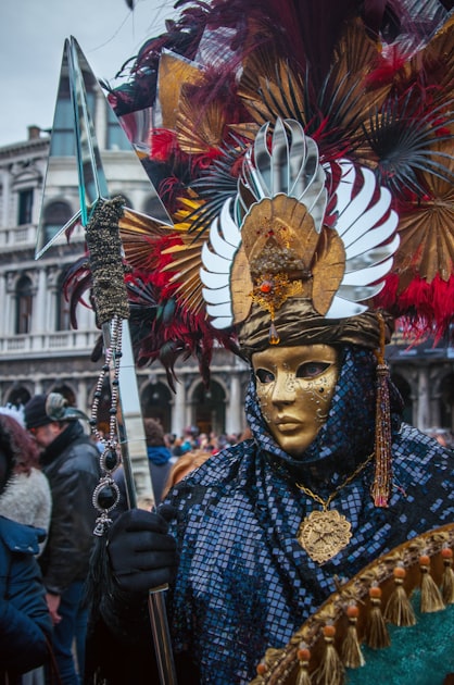 Venetian carnival masks in traditional costume