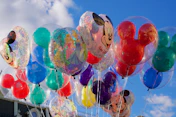 red blue and yellow balloons