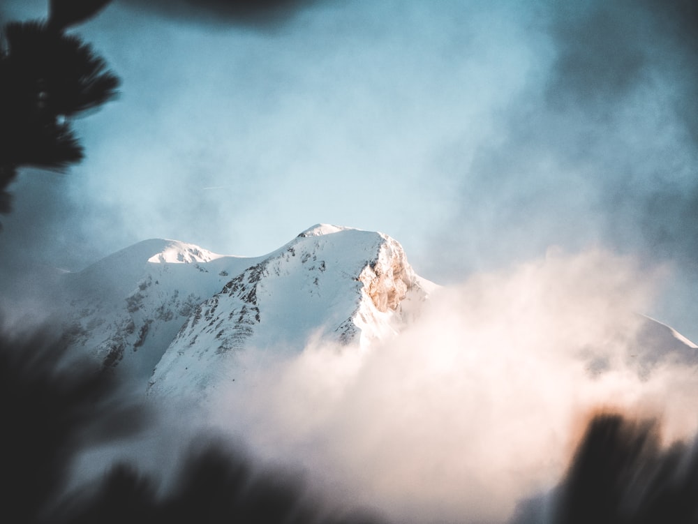 snow covered mountain under cloudy sky during daytime