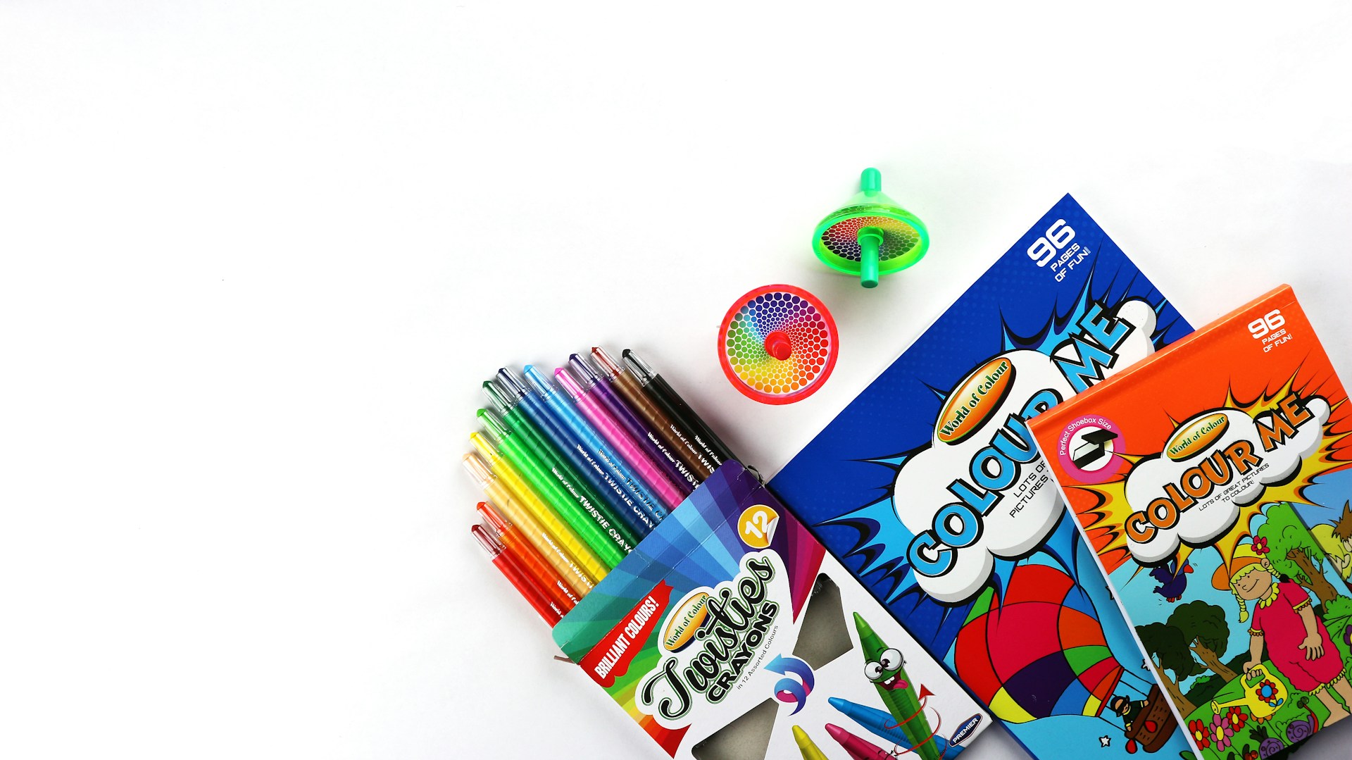 assorted color coloring pencils on white table