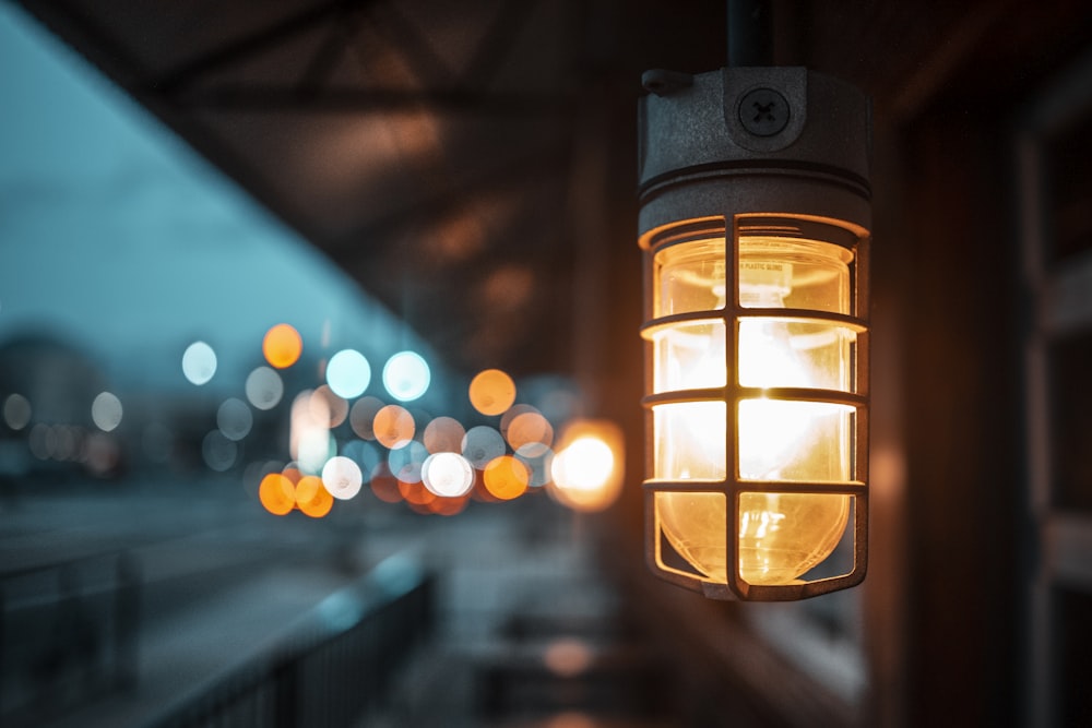 black and orange lamp post