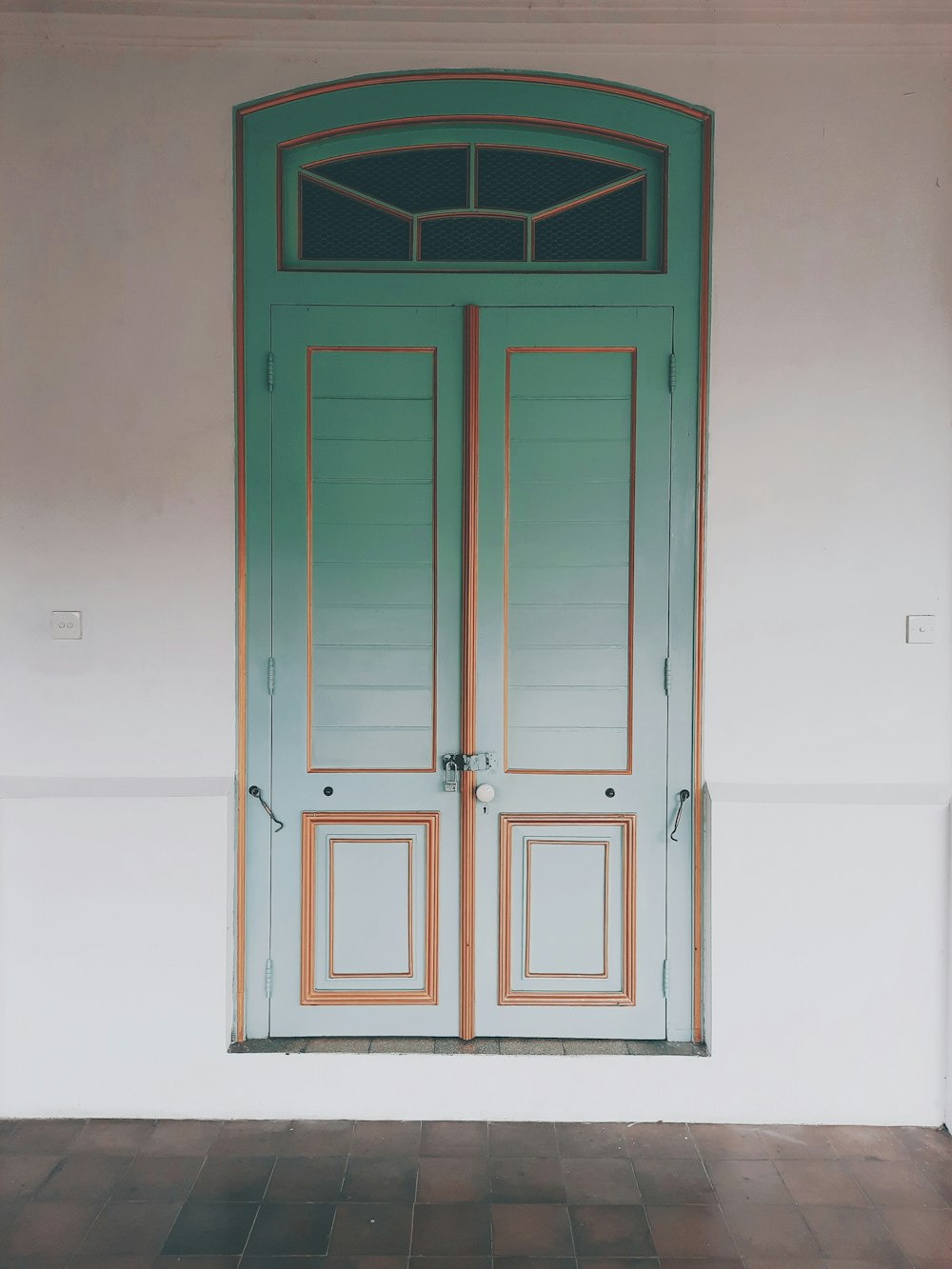 brown wooden door closed in room