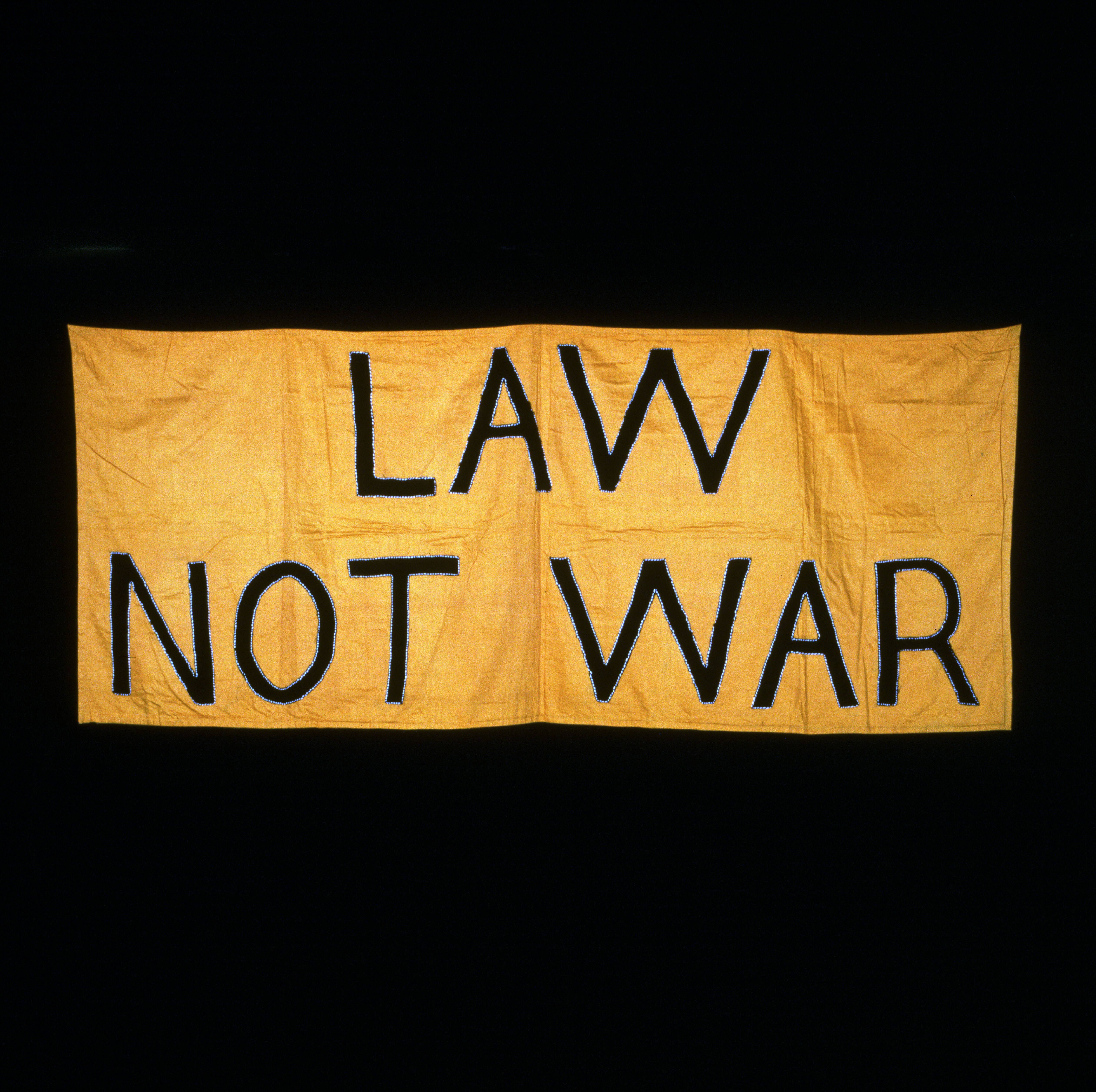 Law not War. Suffrage banner, 1908-1914. F04B